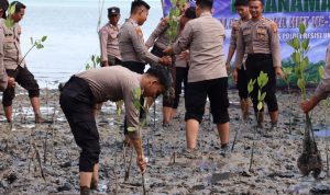 Polres Bangka Selatan Tanam Pohon Mangrove di Desa Tukak