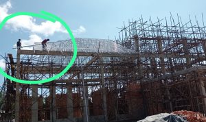 Miris, Pekerja Proyek Pembangunan Kantor BPS Bangka Selatan tidak Gunakan APD Saat Bekerja