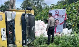 Truk Bermuatan Sembako Terguling di Desa Nangka, Ini Penyebabnya