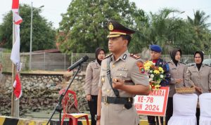 HUT Bhayangkara ke -78, Polres Basel Gelar Upacara Tabur Bunga di Pelabuhan Sadai