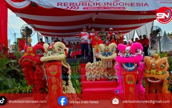 Atraksi Barongsai Meriahkan Pawai Karnaval HUT RI ke-79 di Bangka Selatan