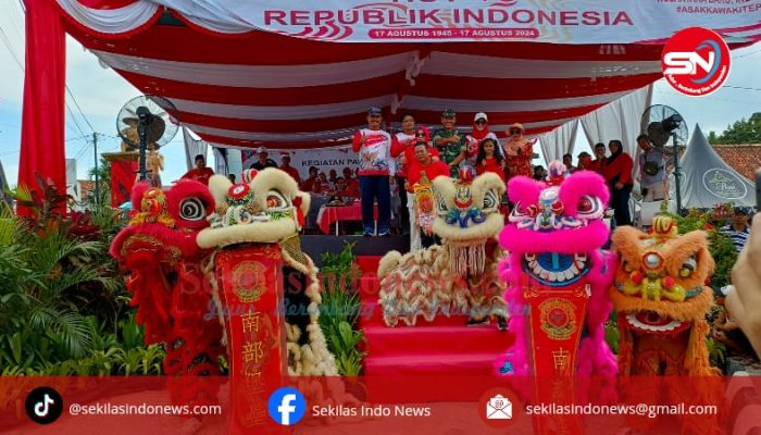 Atraksi Barongsai Meriahkan Pawai Karnaval HUT RI ke-79 di Bangka Selatan