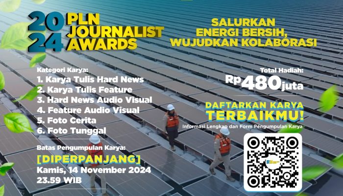 Waktu Pendaftaran PLN Journalist Award 2024 Diperpanjang Hingga 14 November