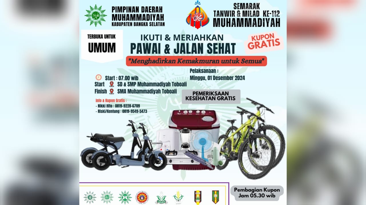 Pimpinan Muhammadiyah Bangka Selatan Ajak Warga Ikuti Pawai dan Jalan Sehat, Raih Hadiah Menarik