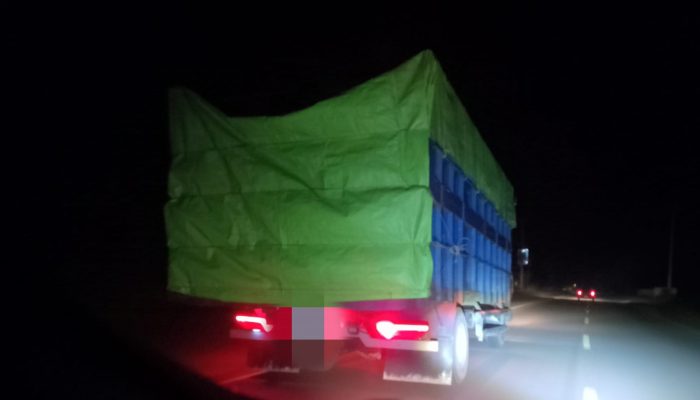 5 Mobil Truk Muatan Timah Berlenggang Bebas Lewat Didepan Polres Basel