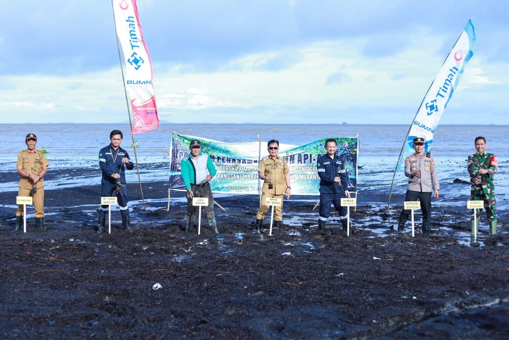 Cegah Abrasi, PT Timah Tanam Ribuan Mangrove di Pantai Sesai