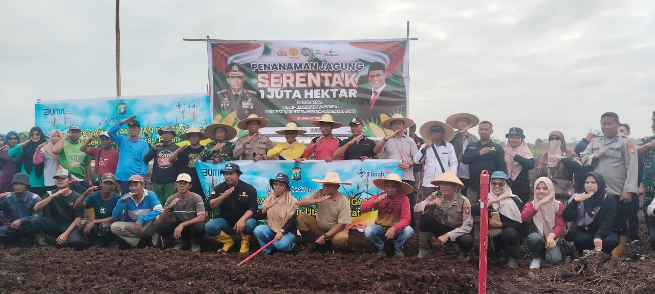 Wujudkan Ketahanan Pangan, PT Timah dan Polri Tanam Jagung Serentak di Kundur Utara