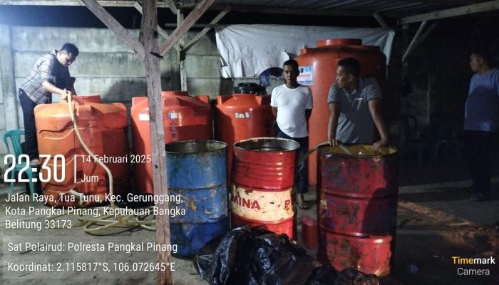 Polresta Pangkalpinang Bongkar Sindikat Penimbunan BBM Bersubsidi, 5 Ton Solar Diamankan