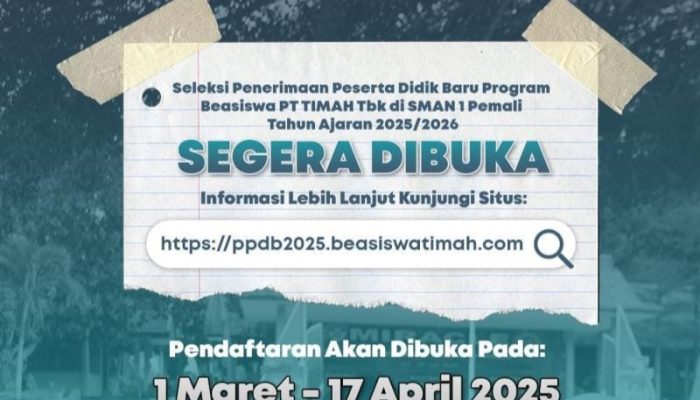 Peluang Emas! Beasiswa PT Timah di SMAN 1 Pemali Dibuka, Ini Syaratnya