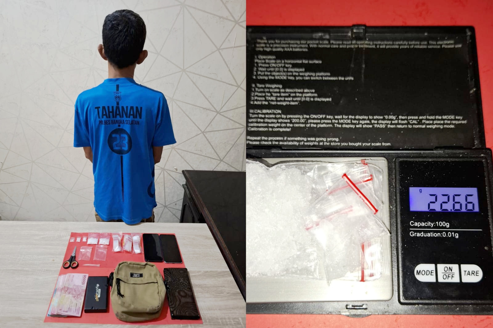 Pengedar Sabu di Desa Pongok Dicokok, Polisi Sita 22,66 Gram Sabu