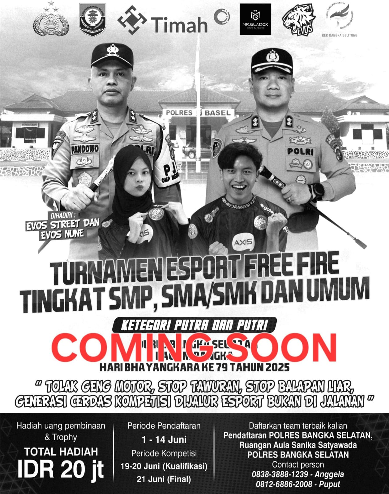 Lawan Tawuran dan Geng Motor, Polres Basel Ajak Generasi Muda Kompetisi E-Sport Free Fire Berhadiah Total 20 Juta