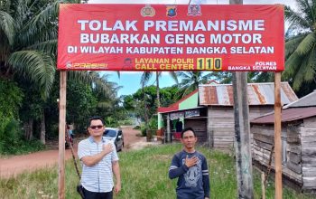 Antisipasi Gangguan Kamtibmas, Polsek Lepar Pasang Spanduk Tolak Geng Motor dan Premanisme