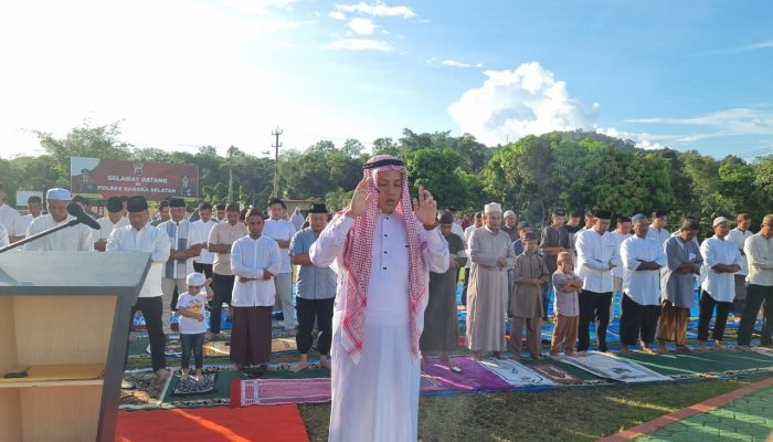 Rayakan Iduladha, Polres Bangka Selatan Gelar Shalat Id dan Sembelih 9 Hewan Kurban