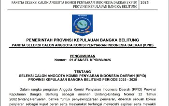 Pemprov Babel Buka Seleksi KPID 2025-2028, Ini Syaratnya