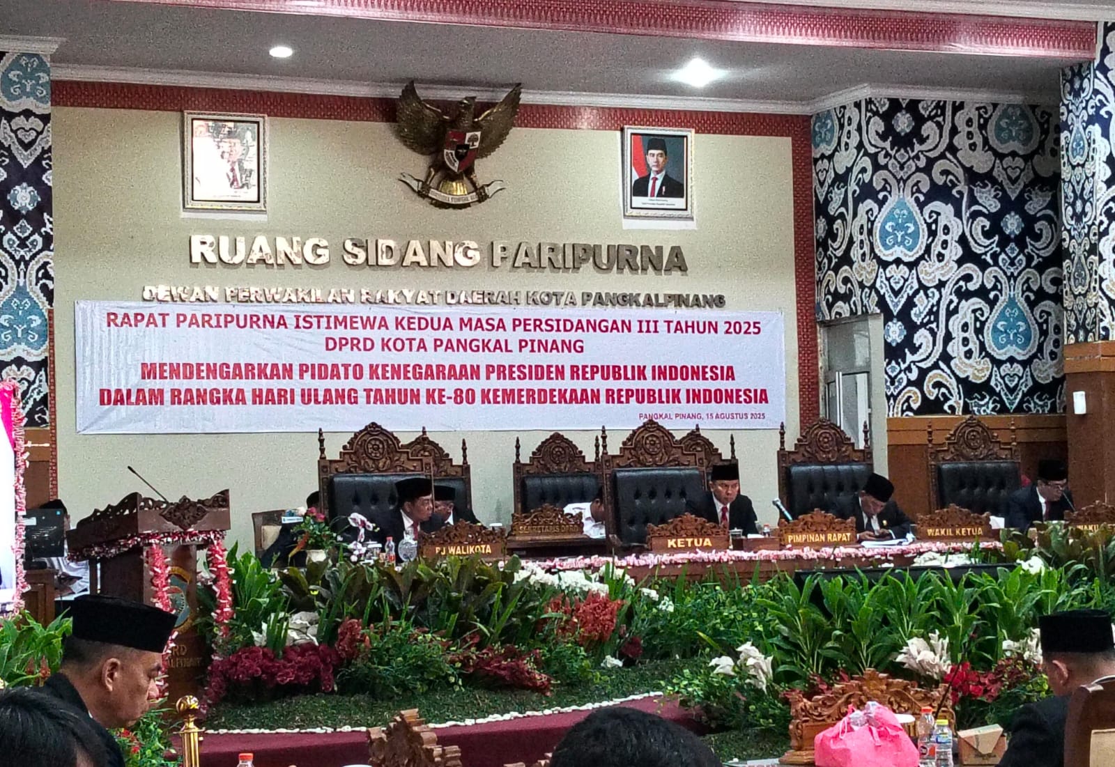 Pj Wali Kota Pangkalpinang Hadiri Paripurna Dengar Pidato Kenegaraan Presiden RI