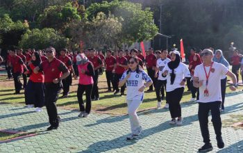 Momen HUT ke-80 RI, Polres Basel dan RSUD Pererat Kebersamaan Lewat Senam dan Lomba 17-an