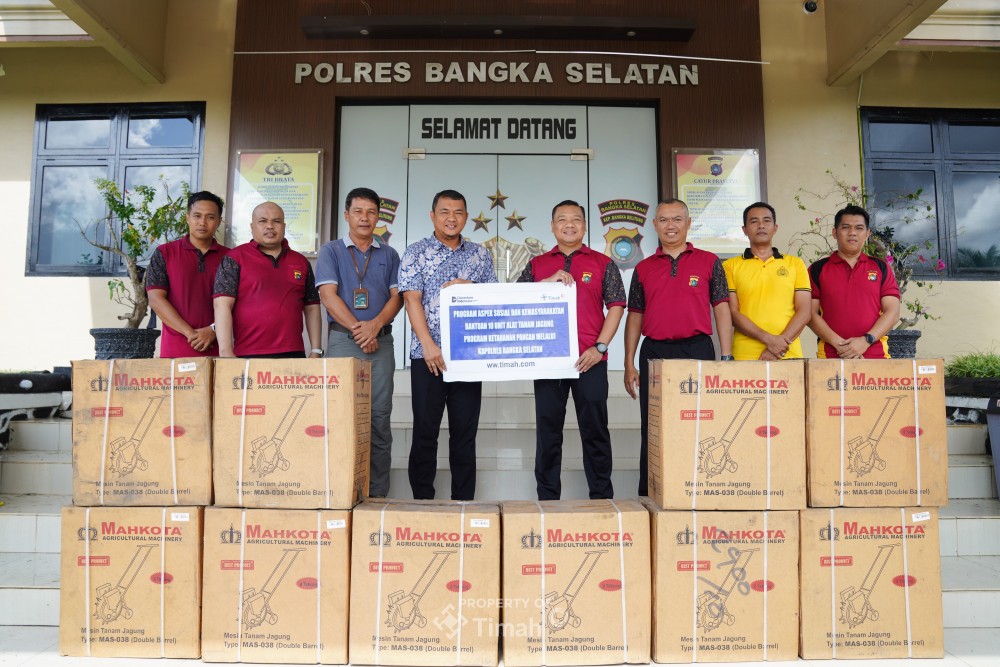 PT Timah Serahkan 10 Unit Mesin Tanam Jagung ke Polres Bangka Selatan