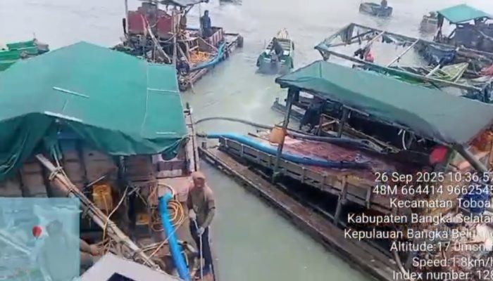 Puluhan Ponton Selam Ilegal Nekat Beraksi di Area KIP PT Timah, Diduga Ada Aktor yang Membekingi