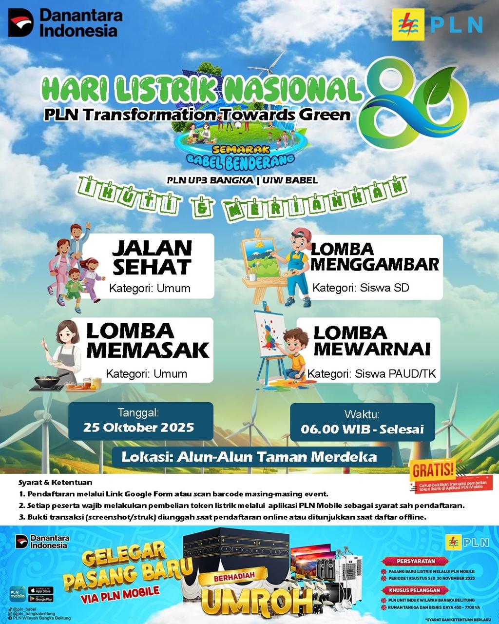 PLN Babel Rayakan HLN ke-80 dengan Jalan Sehat dan Lomba Masak, Ada Hadiah Motor Listrik hingga Umrah Gratis
