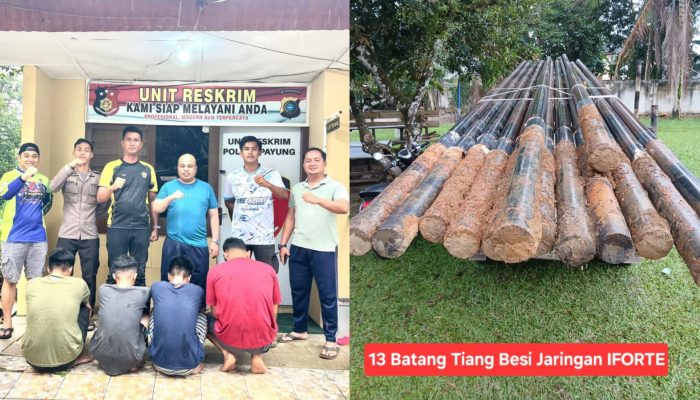 Dalih untuk Kebutuhan Ekonomi, 4 Pria Ini Curi Tiang Jaringan Internet di Desa Paku