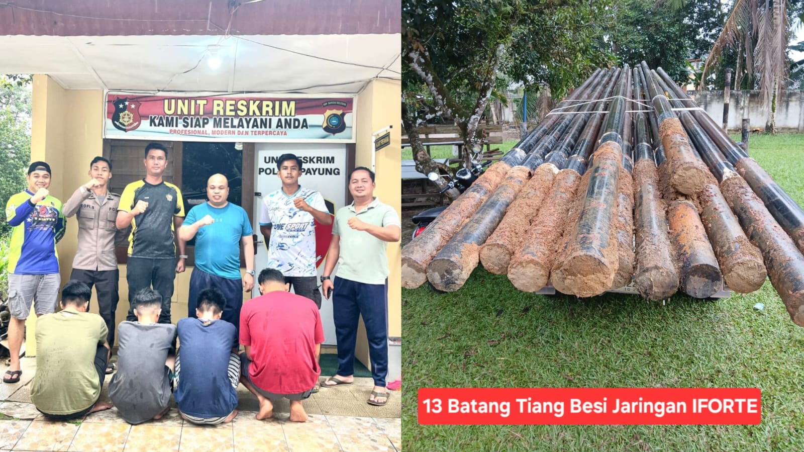 Dalih untuk Kebutuhan Ekonomi, 4 Pria Ini Curi Tiang Jaringan Internet di Desa Paku