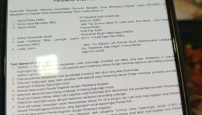 Tepis Tudingan Reklamasi Ilegal, PT WKM Tunjukkan Dokumen Perizinan Lengkap