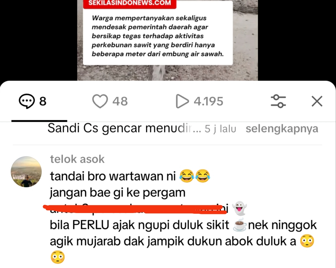Usai Beritakan Kebun Sawit di Embung Sawah Pergam, Wartawan Basel Jadi Sasaran Intimidasi Akun Fake