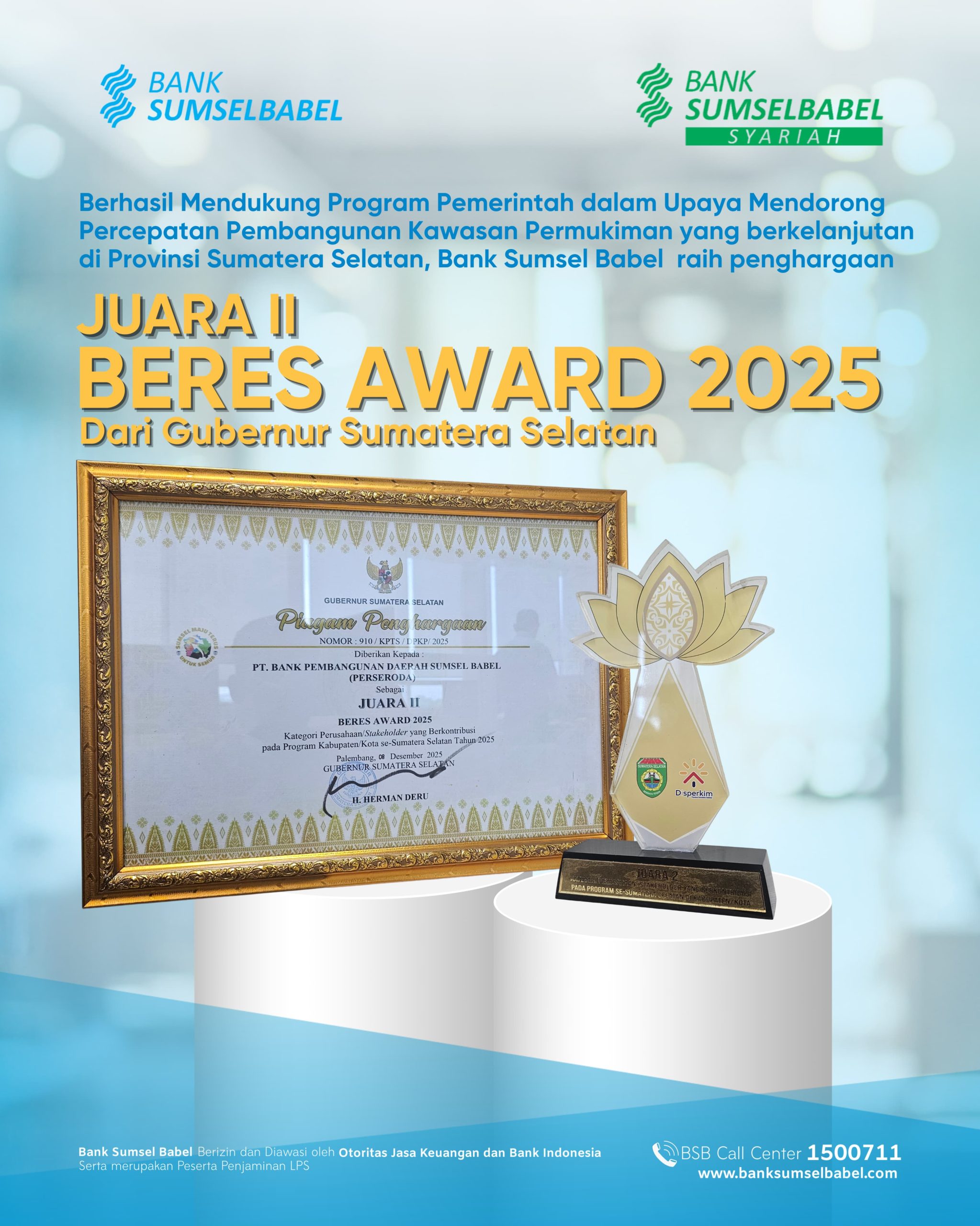 Bank Sumsel Babel Sabet Juara II BERES Award 2025