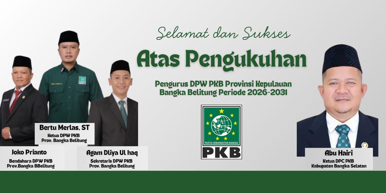 DPP Tunjuk Bertus Merlas Pimpin PKB Babel, Abu Hairi Sebut Langkah Sangat Tepat