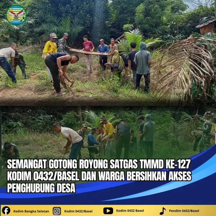 TNI dan Warga Bersatu, Akses Desa Penutuk Dibersihkan Lewat Program TMMD Ke-127