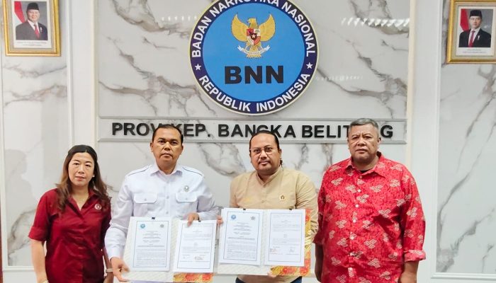 Teken PKS P4GN, BNNP Babel Libatkan PWI, APDESI dan Karang Taruna Berantas Peredaran Narkoba