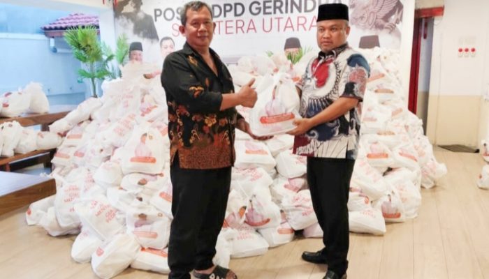 Rayakan HUT ke-18, Gerindra Sumut Tebar Kepedulian Lewat Ribuan Paket Sembako