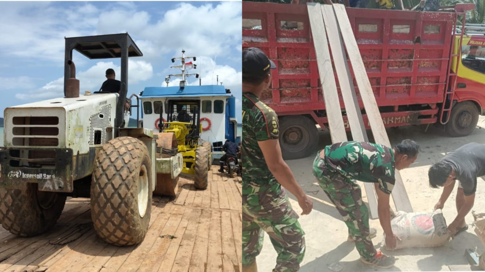 Demi Bangun Desa Terluar, Satgas TMMD Angkut PC hingga Semen Pakai Kapal Kayu ke Pulau Lepar
