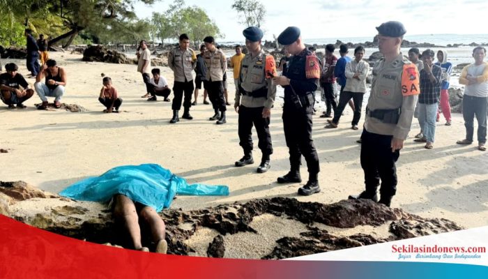 Geger! Mayat Tanpa Identitas Ditemukan di Pantai Kelapa Dua Bangka Tengah, SAR Brimob Turun Evakuasi