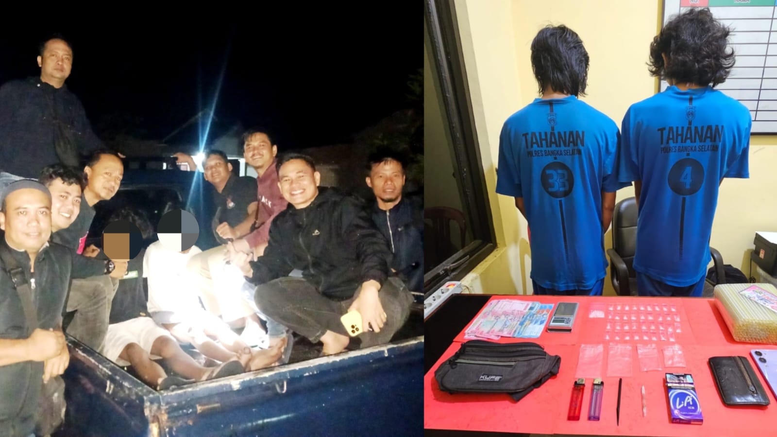 Satresnarkoba Polres Bangka Selatan Bekuk 2 Pengedar Sabu di Desa Keposang