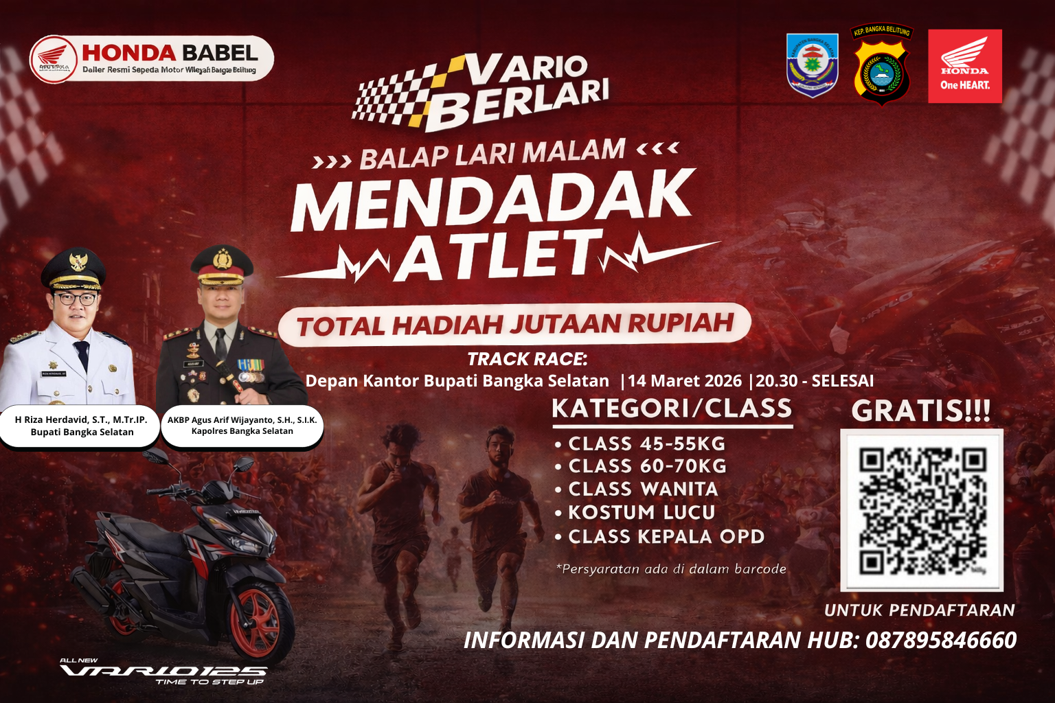 Event Lari Malam ‘Vario Berlari’ Siap Digelar di Toboali, Pemkab Basel Ajak Warga Berpartisipasi