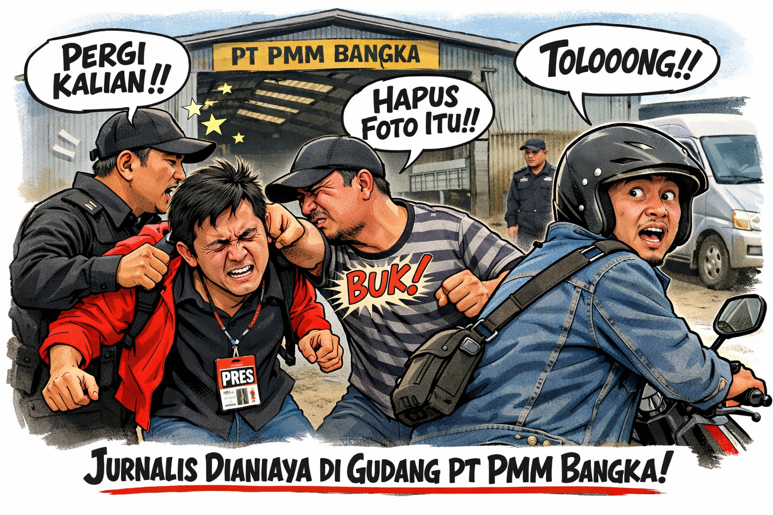 Kontributor TV One dan 2 Wartawan Diduga Dianiaya saat Liputan di Gudang PT PMM Bangka
