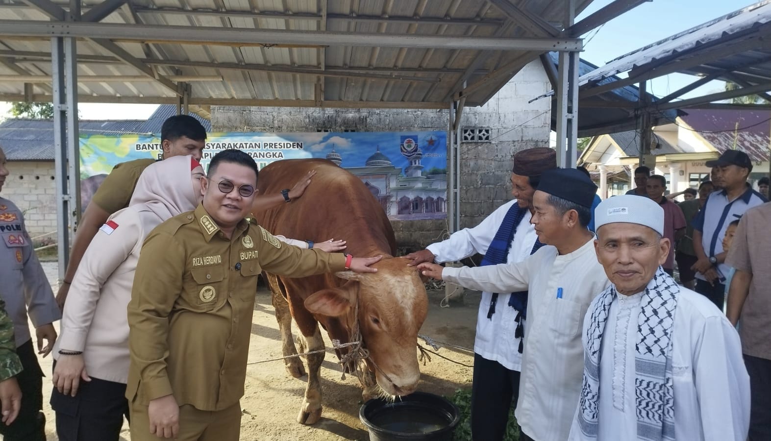 Riza-Debby Serahkan Sapi Kurban Limousin Bobot 1 Ton dari Presiden Prabowo ke Desa Paku