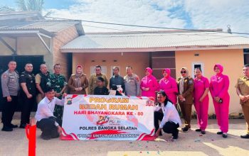 Polres Bangka Selatan Bedah Rumah Marbot Masjid Korban Puting Beliung, Riza Herdavid Beri Apresiasi