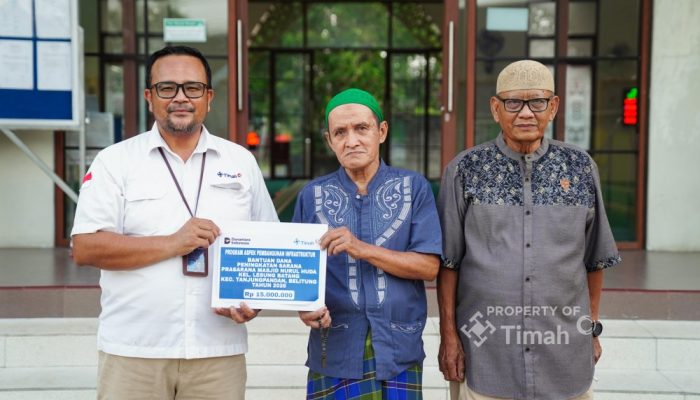 PT Timah Bantu Pembangunan Fasilitas Penunjang Masjid Nurul Huda di Belitung