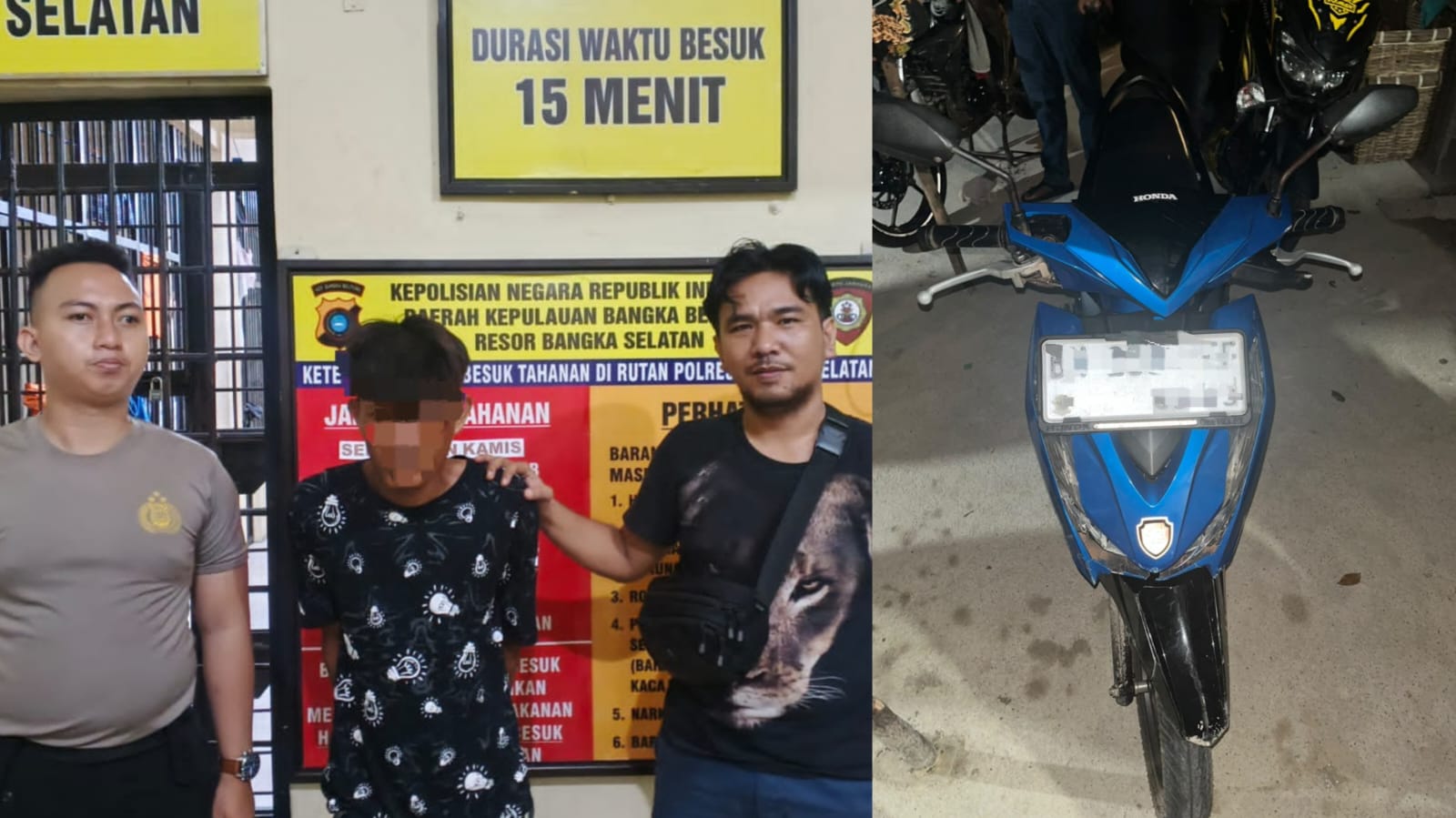 Kurang dari 24 Jam, Tim Buser Macan Selatan Ringkus Pelaku Curanmor di Depan Toko Grosir Aping