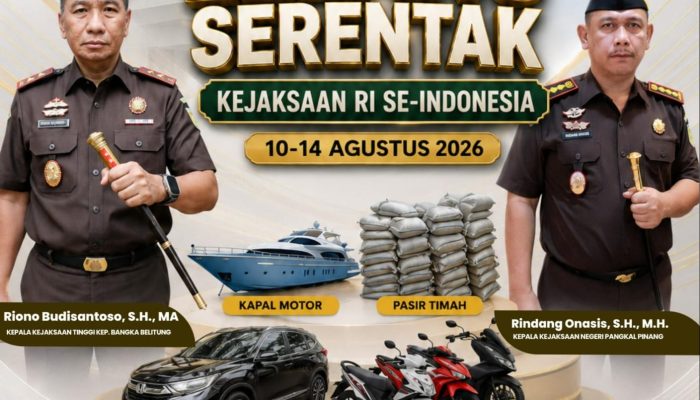 Lelang Serentak Kejaksaan se-Indonesia Bakal Digelar, Berikut Daftar Lelang Khusus Kejari Pangkalpinang