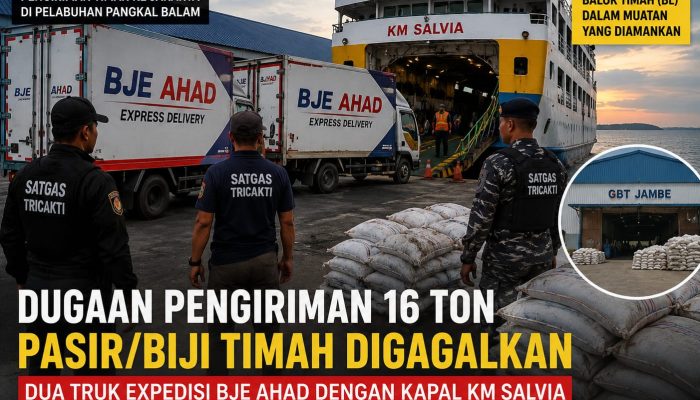 Satlap Tricakti Sebut Pengiriman Pasir Timah Ilegal ke Jakarta Berhasil Digagalkan