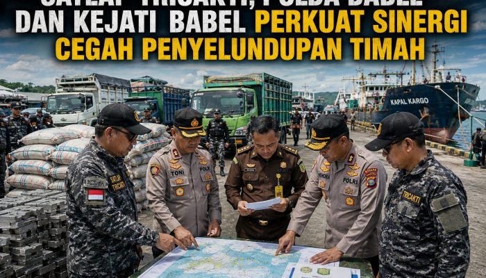 Satlap Tricakti Bersama Polda Babel dan Kejaksaan Terus Menekan Potensi Penyelundupan Pasir dan Balok Timah