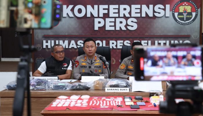 Polres Belitung Ungkap Dua Kasus Narkotika, Ratusan Gram Sabu dan Ekstasi Disita