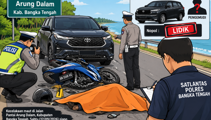 Satlantas Polres Bangka Tengah Selidiki Identitas Pengemudi dan Nopol Inova Zenix yang Tabrak Lari Warga Toboali