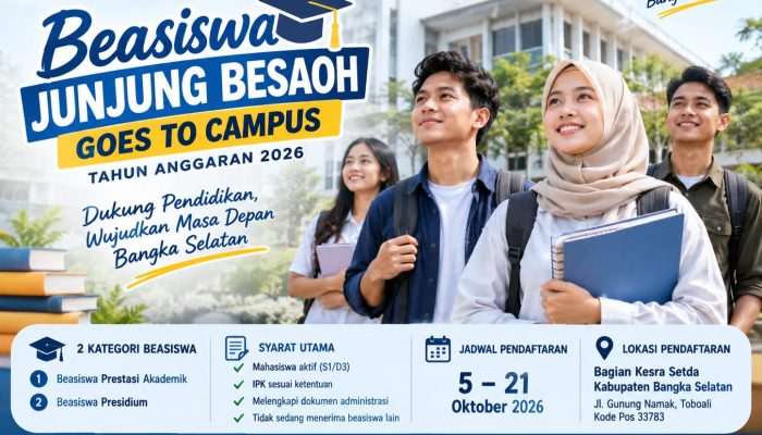 Pemkab Bangka Selatan Buka Beasiswa Junjung Besaoh 2026, Ini Syarat dan Jadwal Pendaftarannya