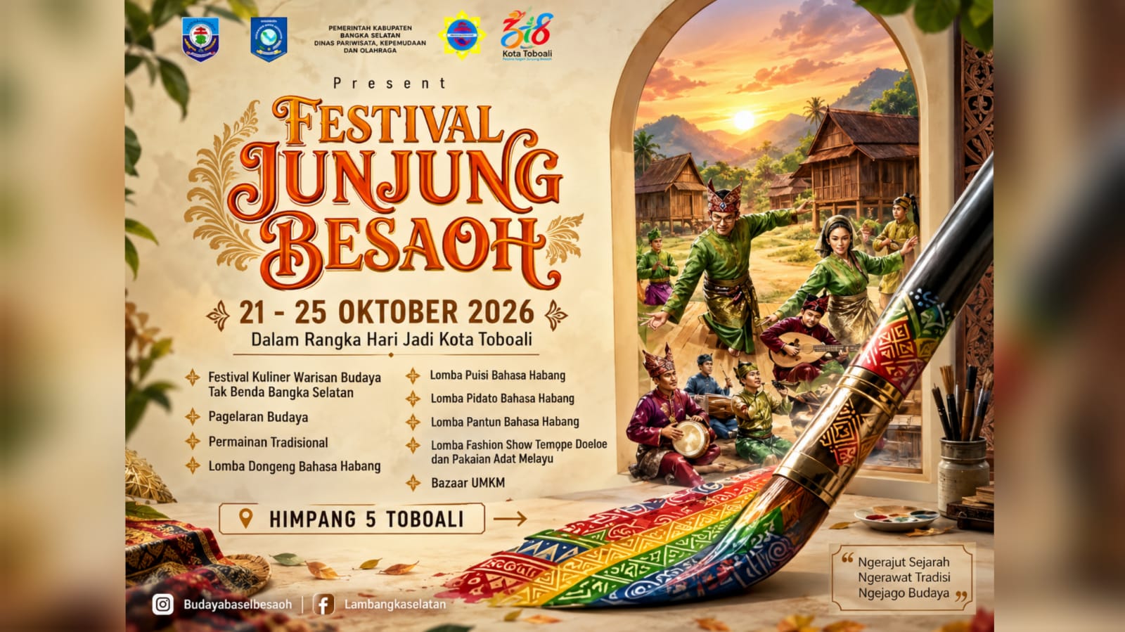 Digelar 5 Hari di Himpang Lime, Festival Junjung Besaoh 2026 Siap Semarakkan Hari Jadi Kota Toboali