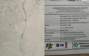 Baru Dibuat Sudah Retak, Kualitas Proyek Irigasi Rp43 Miliar di Desa Rias Dipertanyakan